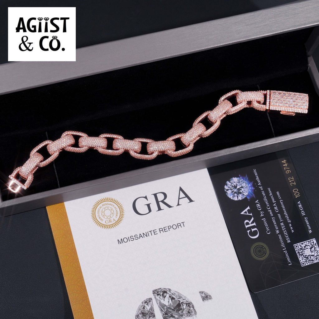 AGiiST & Co. Signature Collection | Bracciale Cuban Link 360° VVS Iced Out – 13 mm