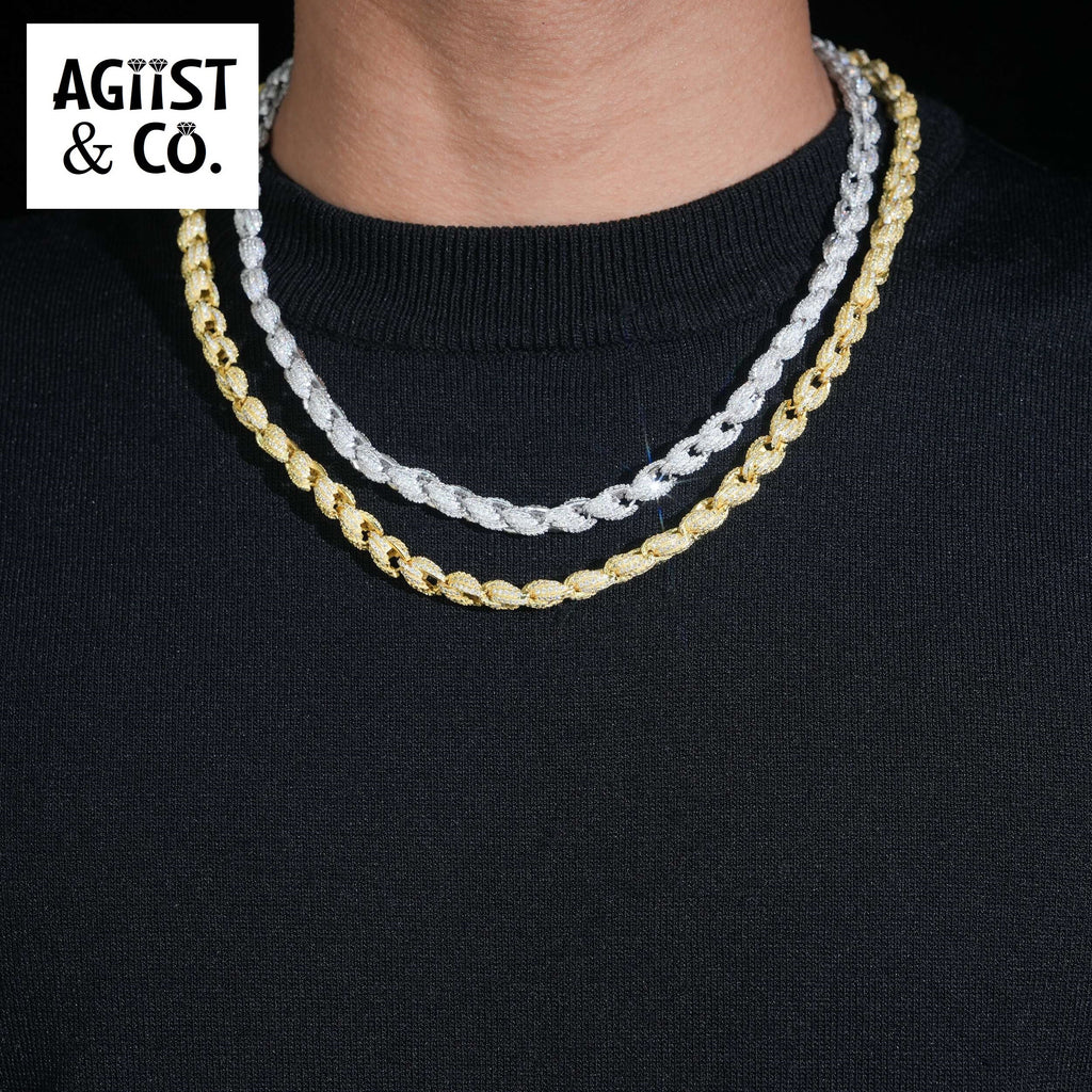 AGiiST & Co. | 7.5mm Iced Out Kötélfonású Karkötő/Nyaklánc | VVS Moissanite Kövekkel (GRA Tanusítvány)