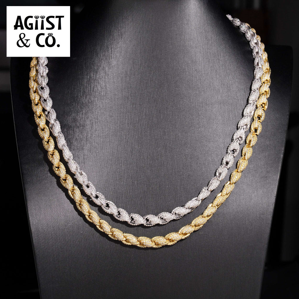 AGiiST & Co. | 7.5mm Iced Out Kötélfonású Karkötő/Nyaklánc | VVS Moissanite Kövekkel (GRA Tanusítvány)