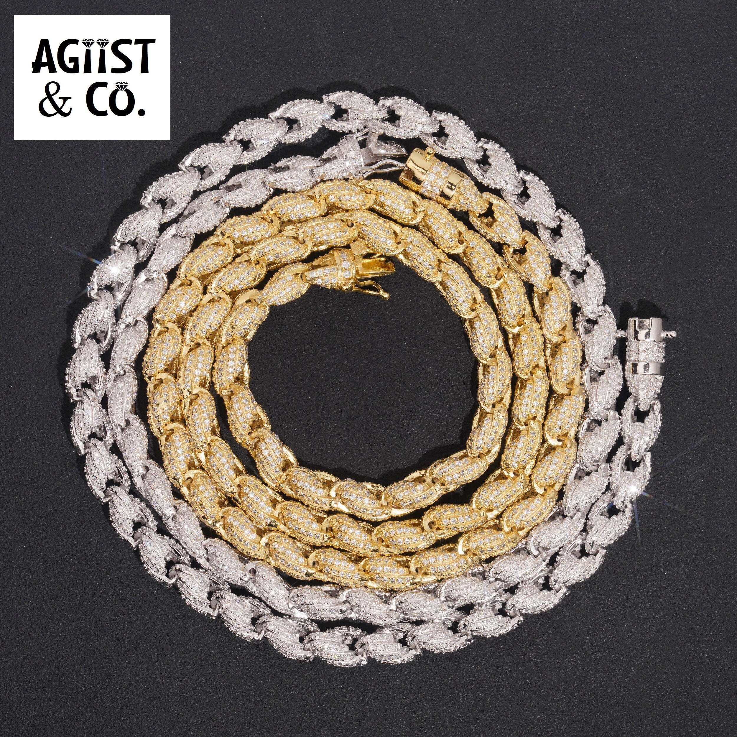 AGiiST & Co. | 7.5mm Iced Out Kötélfonású Karkötő/Nyaklánc | VVS Moissanite Kövekkel (GRA Tanusítvány)