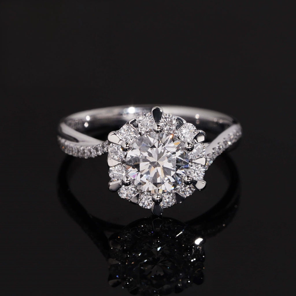 Collezione Signature AGiiST &amp; Co. | Anello in oro con 3 pietre di moissanite | Anello con diamanti VVS 14k (585)