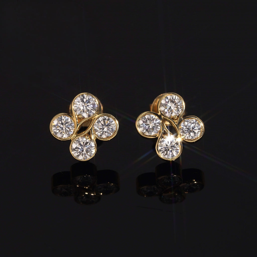 AGiiST & Co. Signature Collection | 18k Floral Motif VVS Diamond Earrings | IGI Certified