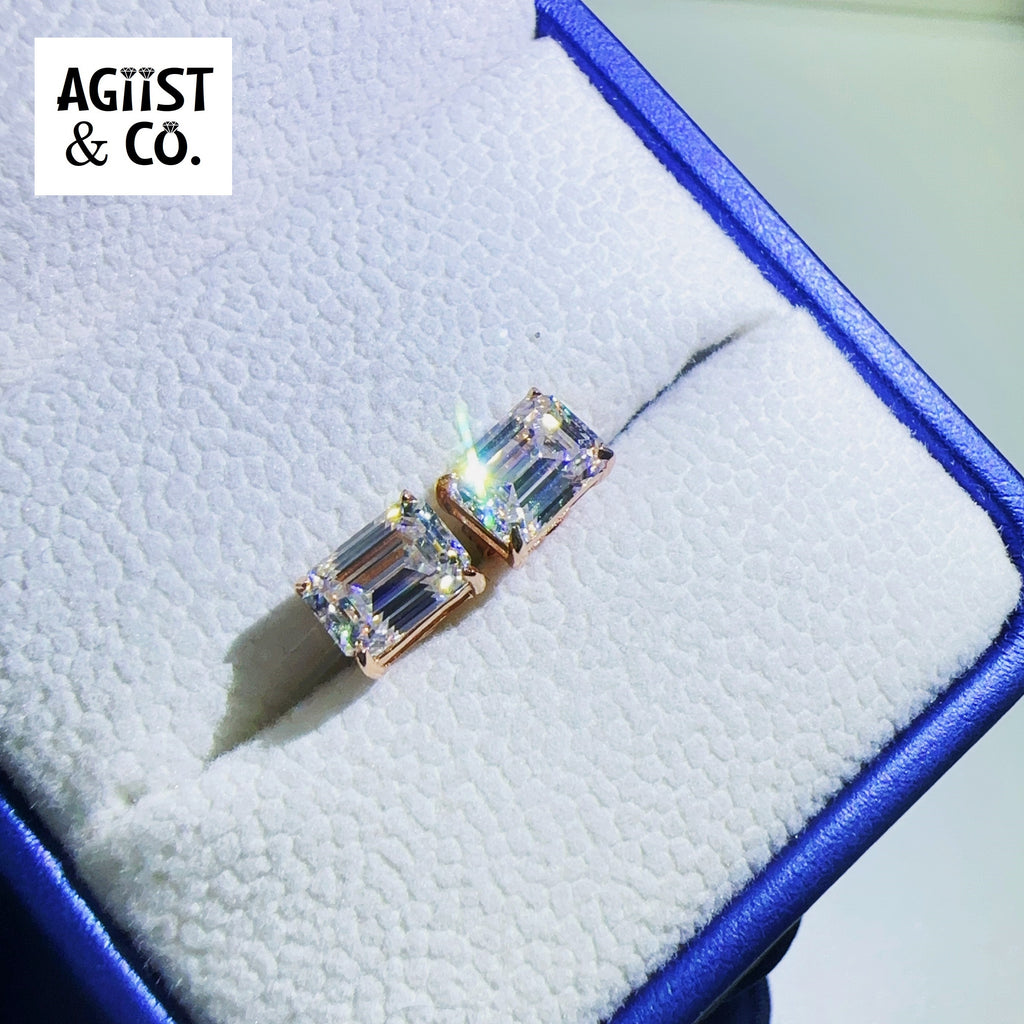 AGiiST & Co. - Signature Collection | Emerald-Cut VVS Moissanite Stud Earrings
