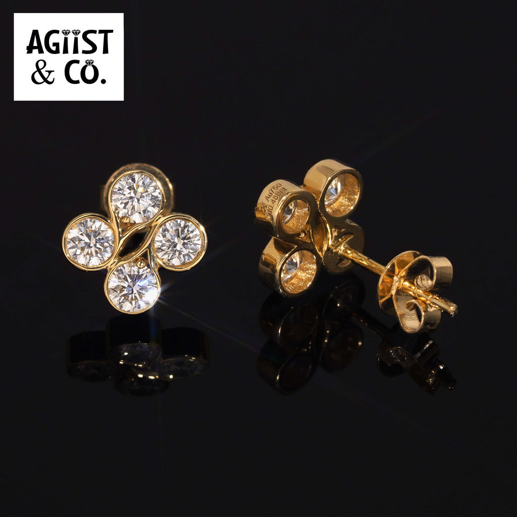 AGiiST & Co. Signature Collection | 18k Floral Motif VVS Diamond Earrings | IGI Certified