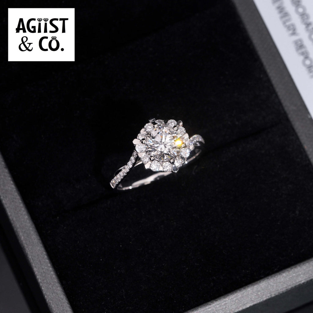 Collezione Signature AGiiST &amp; Co. | Anello in oro con 3 pietre di moissanite | Anello con diamanti VVS 14k (585)