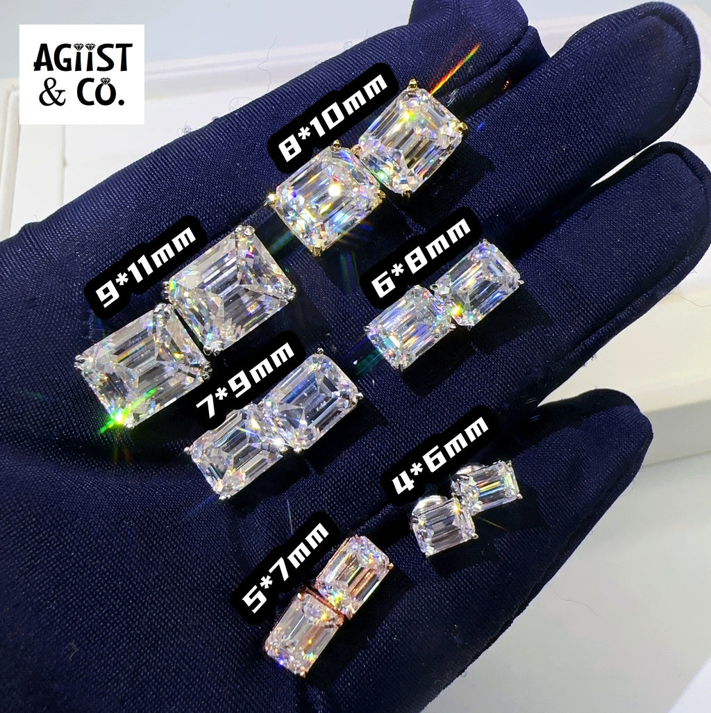 AGiiST & Co. - Signature Collection | Emerald-Cut VVS Moissanite Stud Earrings