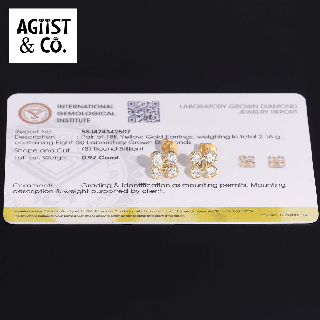 AGiiST & Co. Signature Collection | 18k Floral Motif VVS Diamond Earrings | IGI Certified
