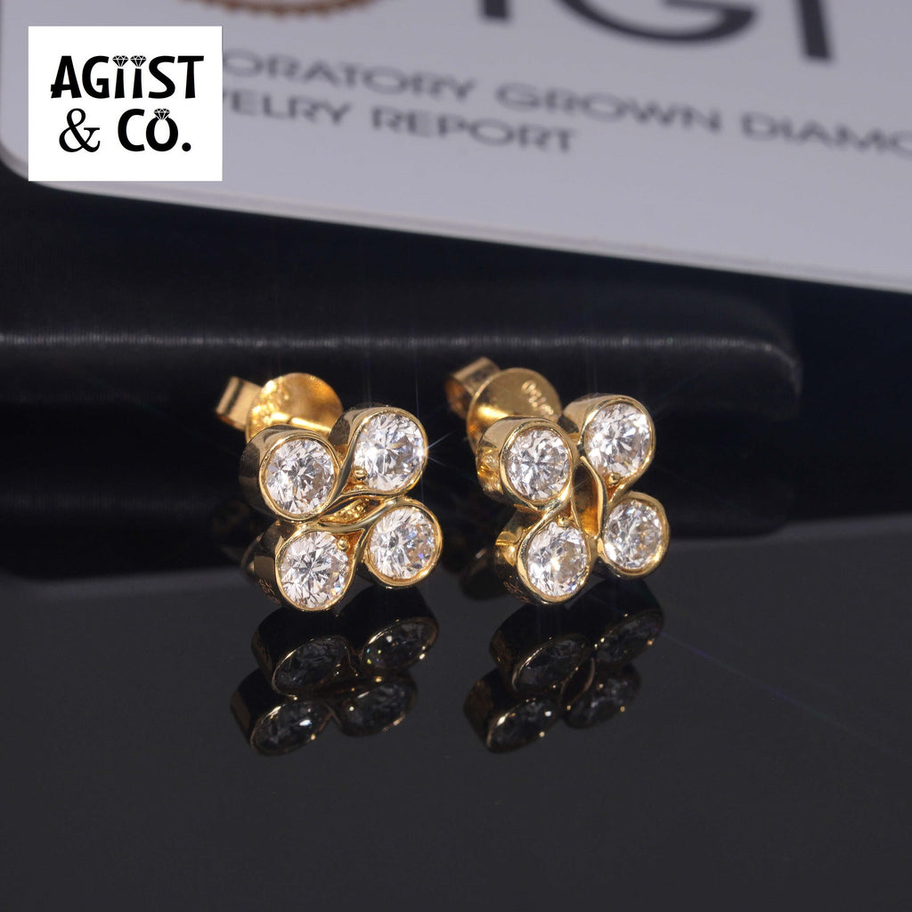 AGiiST & Co. Signature Collection | 18k Floral Motif VVS Diamond Earrings | IGI Certified