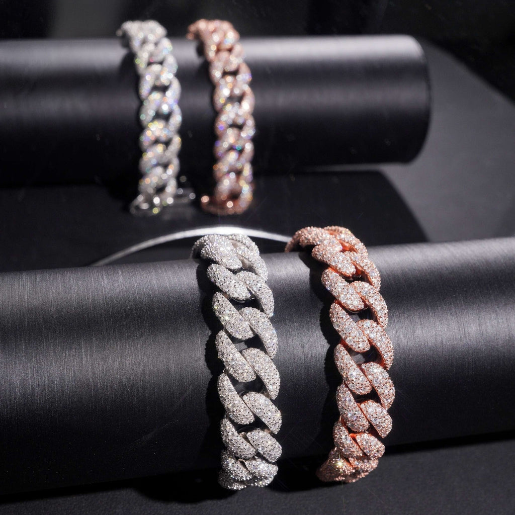 AGiiST & Co. Signature Collection | 14 mm VVS Cuban Link Bracelet (3-row Micropavé mosaic setting)