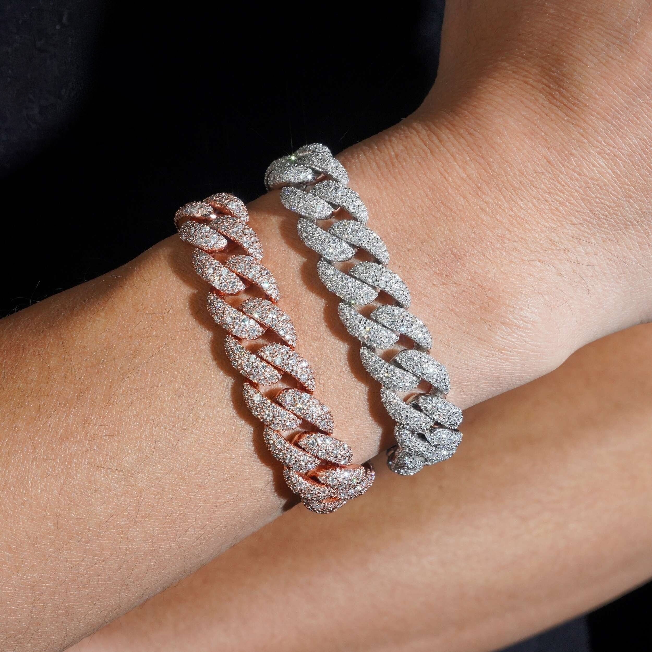 AGiiST & Co. Signature Collection | 14 mm VVS Cuban Link Bracelet (3-row Micropavé mosaic setting)