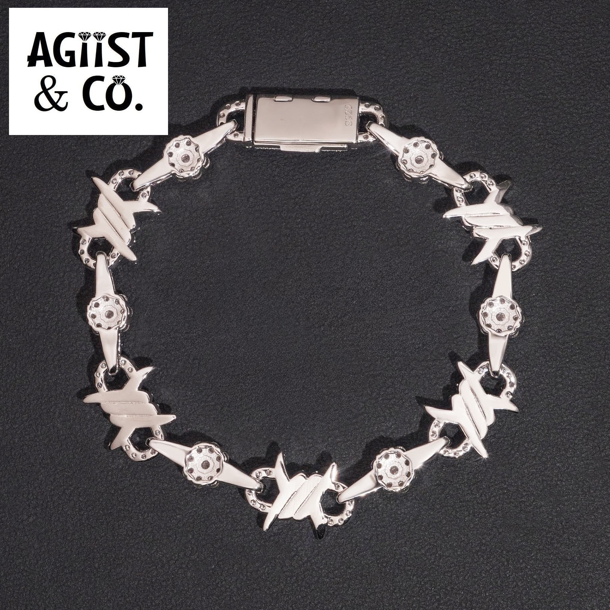 Moissanite VVS 'D' | Bracciale con spine e filo appuntito