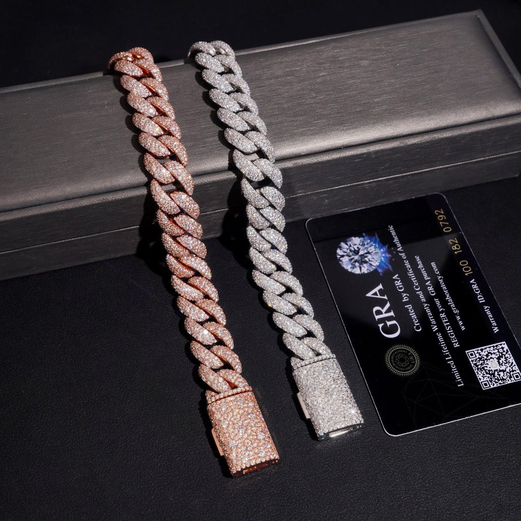 AGiiST & Co. Signature Collection | 14 mm VVS Cuban Link Bracelet (3-row Micropavé mosaic setting)