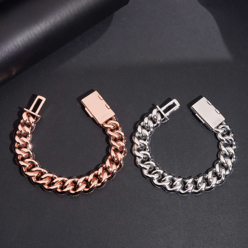 AGiiST & Co. Signature Collection | 14 mm VVS Cuban Link Bracelet (3-row Micropavé mosaic setting)