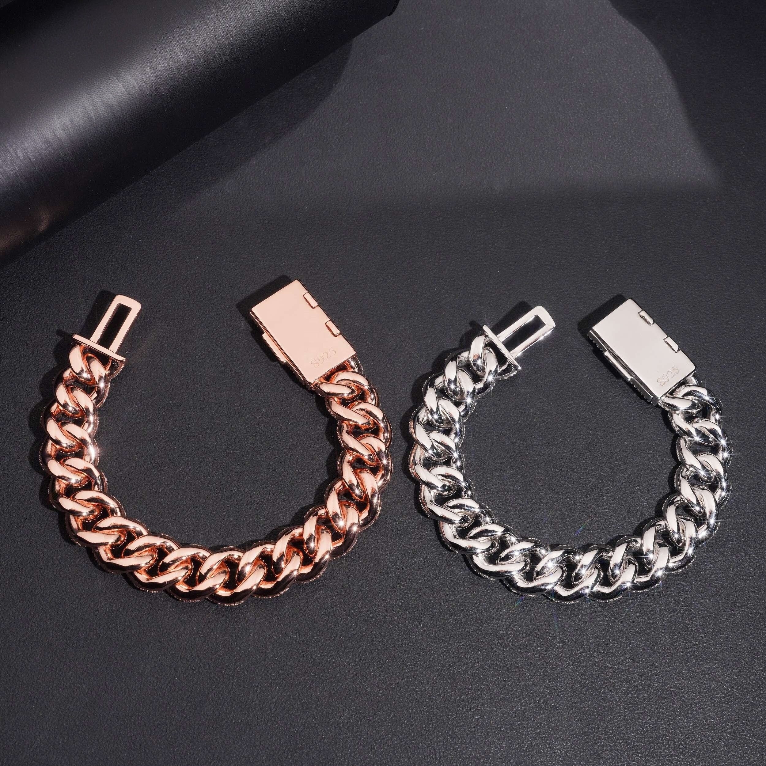 AGiiST & Co. Signature Collection | 14 mm VVS Cuban Link Bracelet (3-row Micropavé mosaic setting)