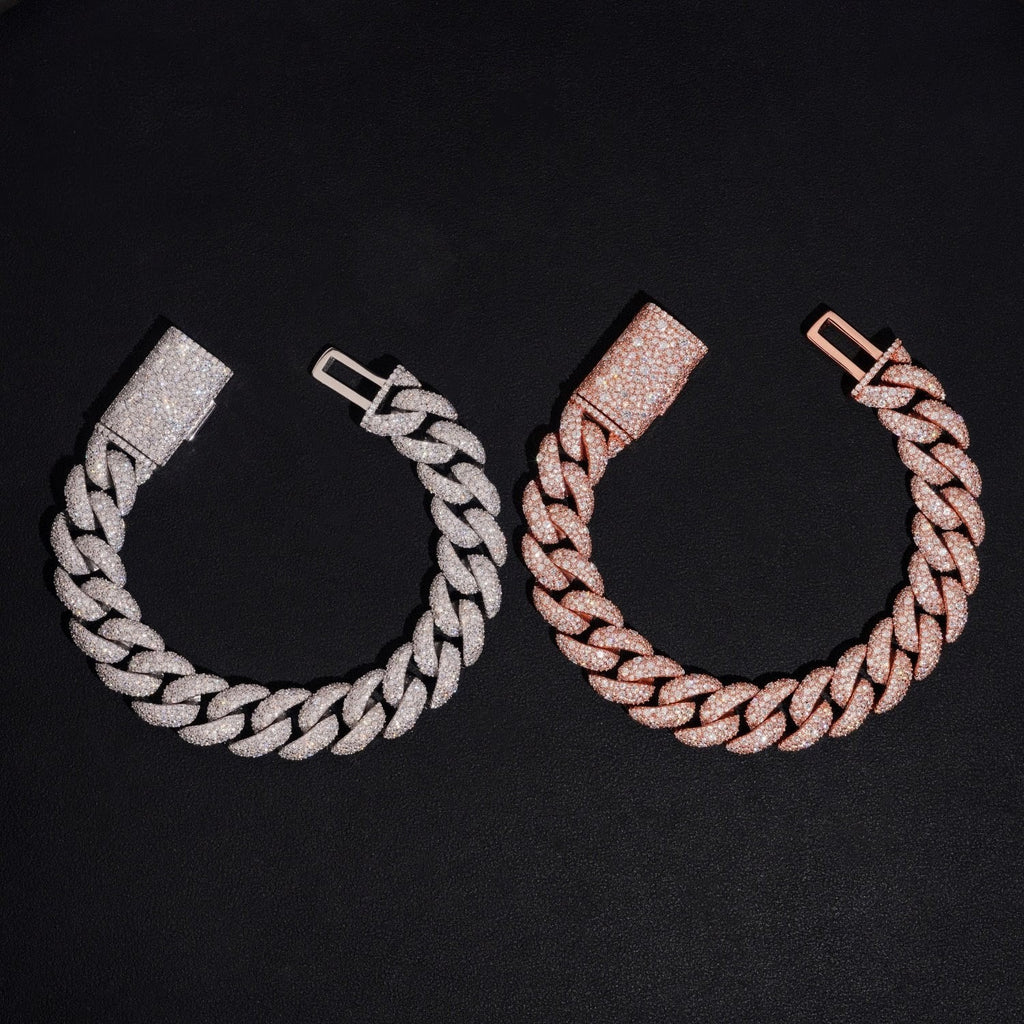 AGiiST & Co. Signature Collection | 14 mm VVS Cuban Link Bracelet (3-row Micropavé mosaic setting)