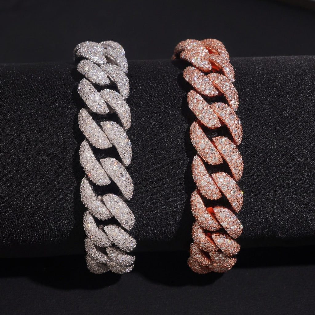 AGiiST & Co. Signature Collection | 14 mm VVS Cuban Link Bracelet (3-row Micropavé mosaic setting)