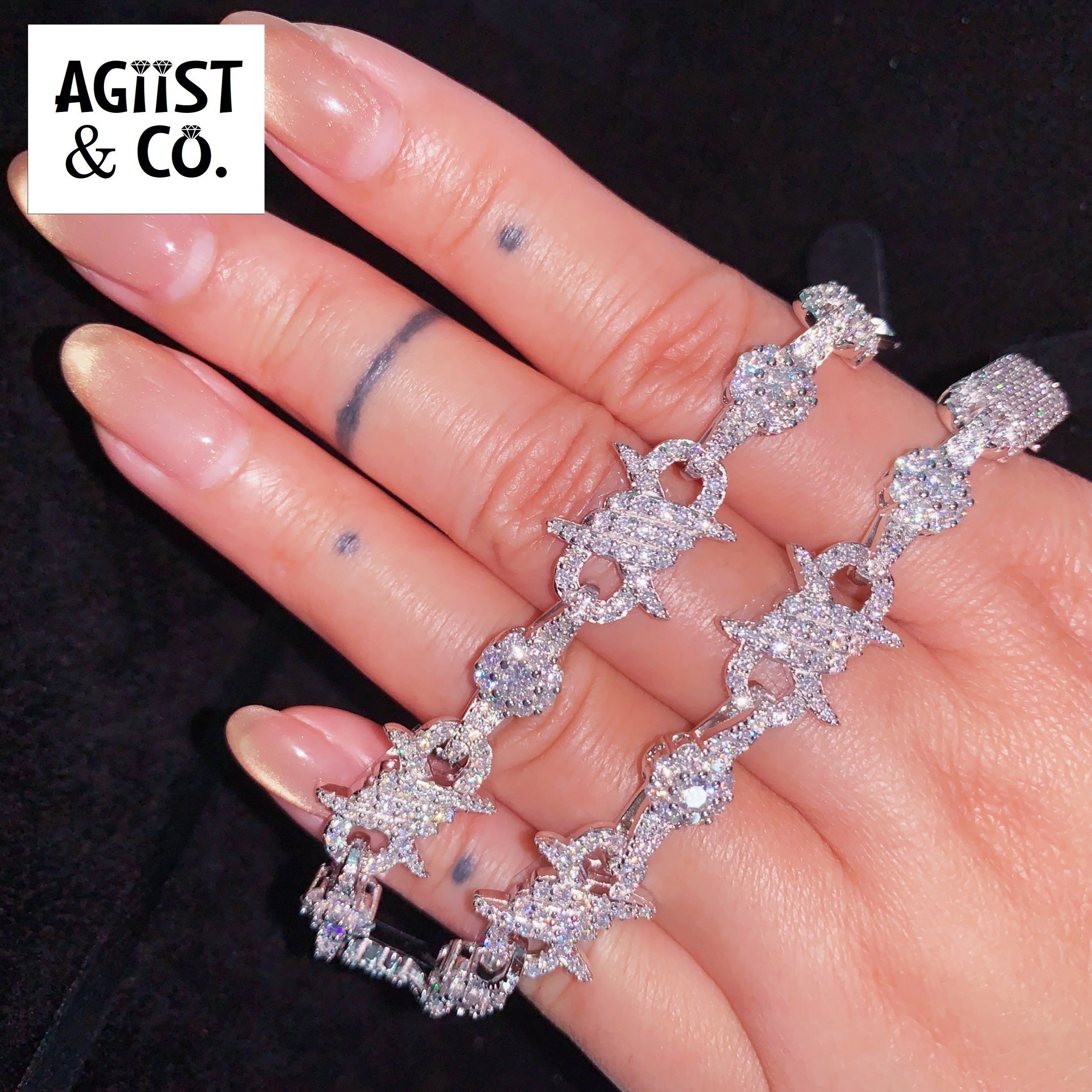 AGiiST & Co. Spiky Wire Thorn Iced Out Bracelet – 13 mm
