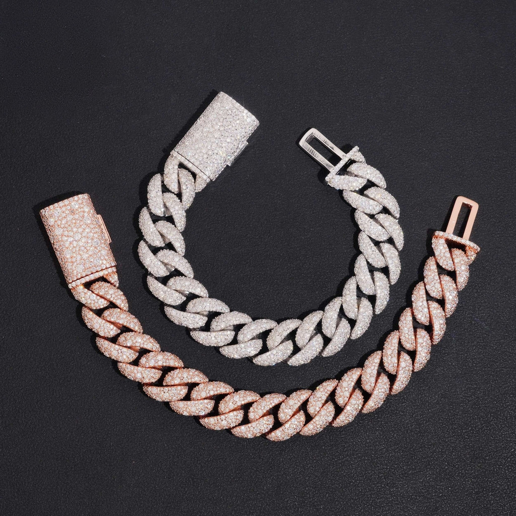 AGiiST & Co. Signature Collection | 14 mm VVS Cuban Link Bracelet (3-row Micropavé mosaic setting)