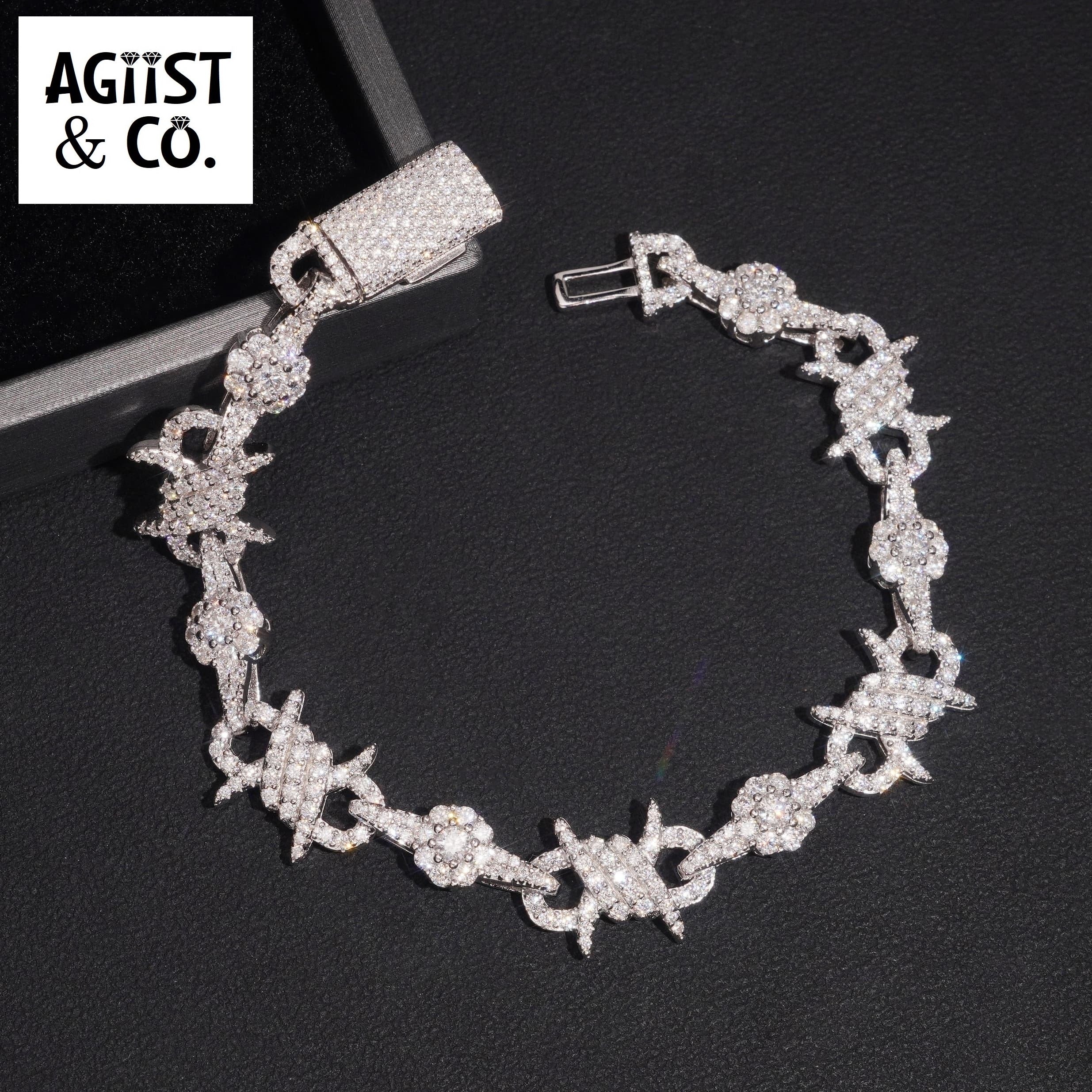 AGiiST & Co. Spiky Wire Thorn Iced Out Bracelet – 13 mm