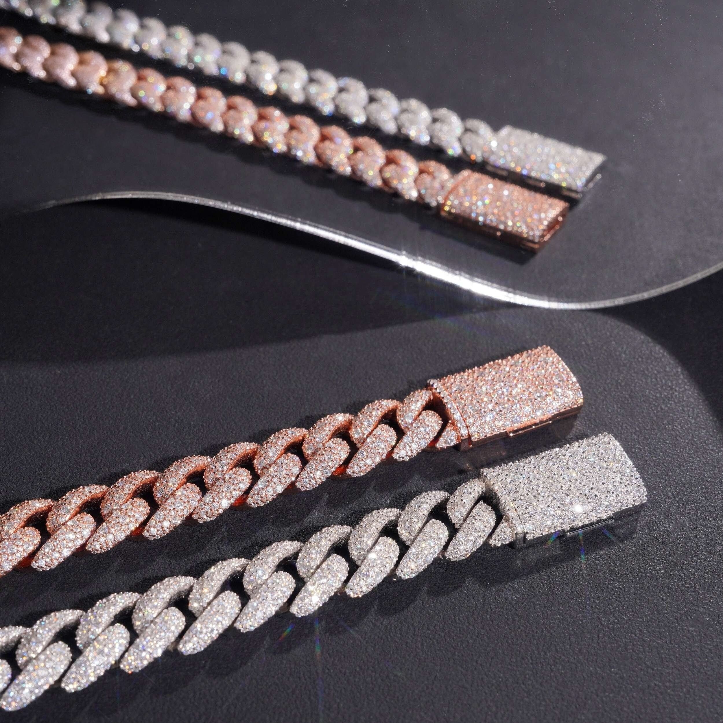 AGiiST & Co. Signature Collection | 14 mm VVS Cuban Link Bracelet (3-row Micropavé mosaic setting)