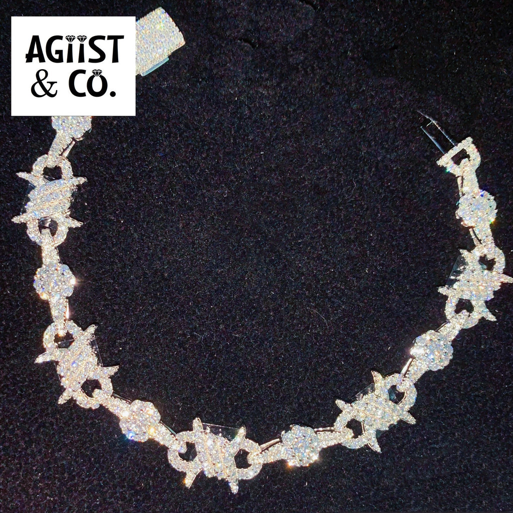 Moissanite VVS 'D' | Bracciale con spine e filo appuntito