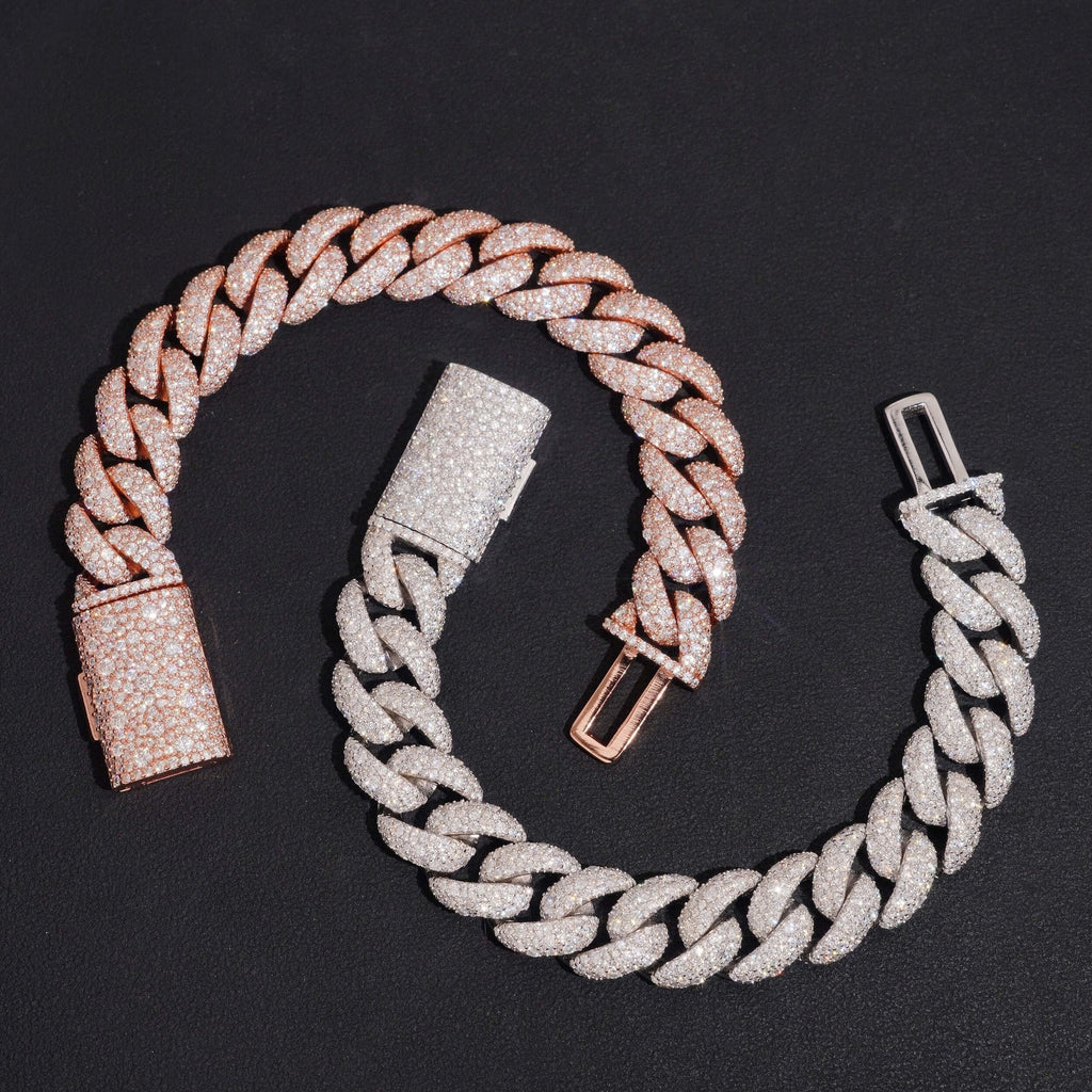 AGiiST & Co. Signature Collection | 14 mm VVS Cuban Link Bracelet (3-row Micropavé mosaic setting)
