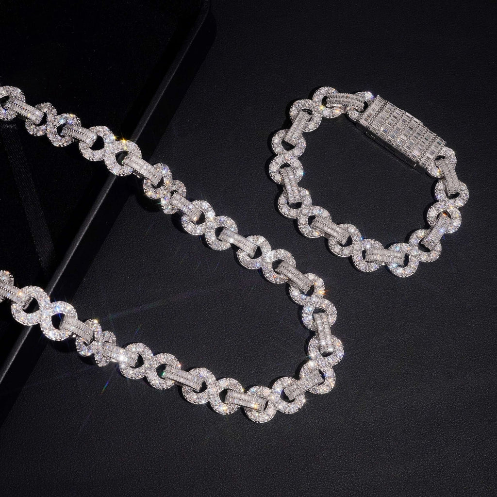 Collezione Signature AGiiST & Co. | Bracciale a maglie cubane VVS da 14 mm (incastonatura a mosaico Micropavé a 3 file)